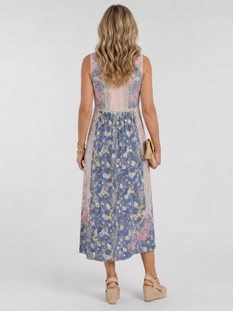 Johanna | Vestido midi floral con detalle de botones