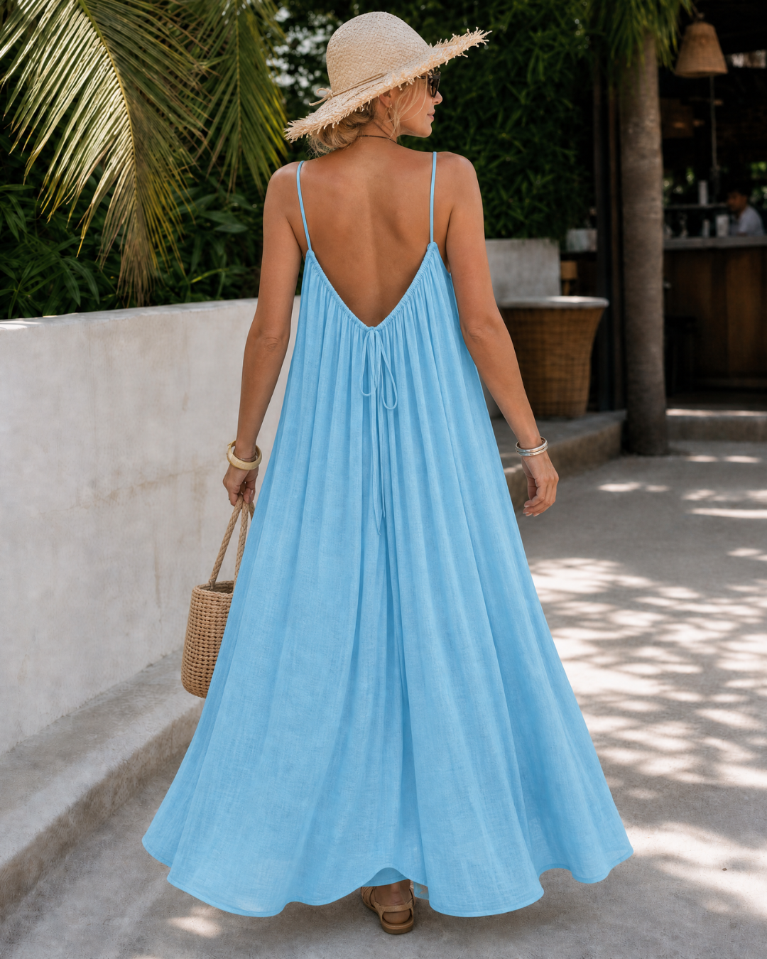 Amener | Vestido midi fluido sin mangas con tirantes