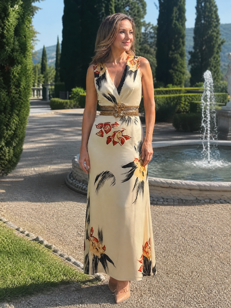 Klara | Vestido midi floral con escote en V