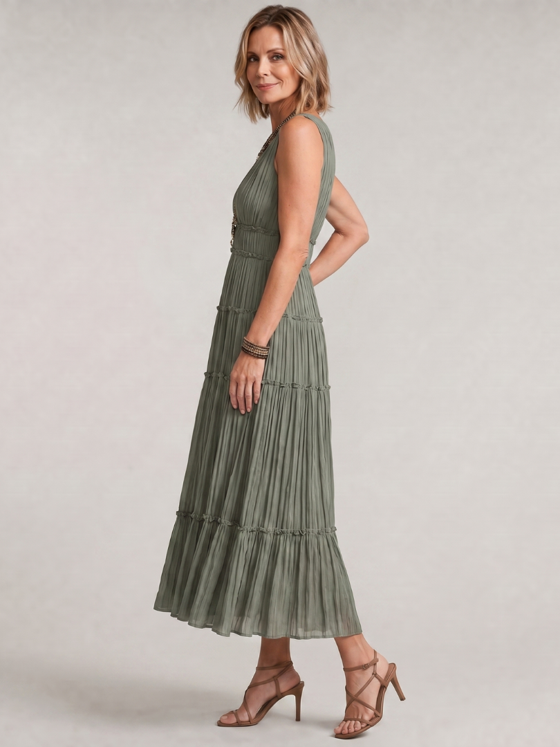 Konstanze | Vestido midi plisado con falda escalonada