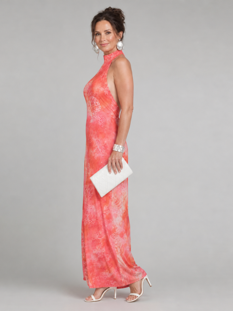 Lavinia | Vestido maxi halter estampado
