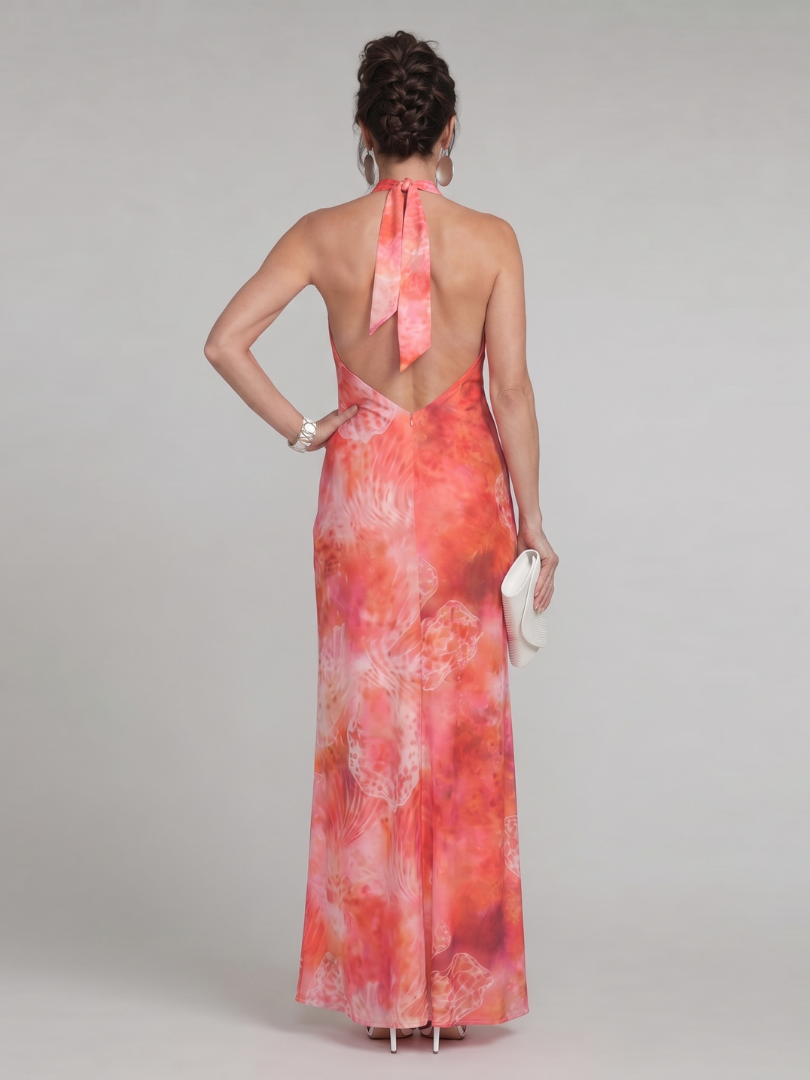 Lavinia | Vestido maxi halter estampado
