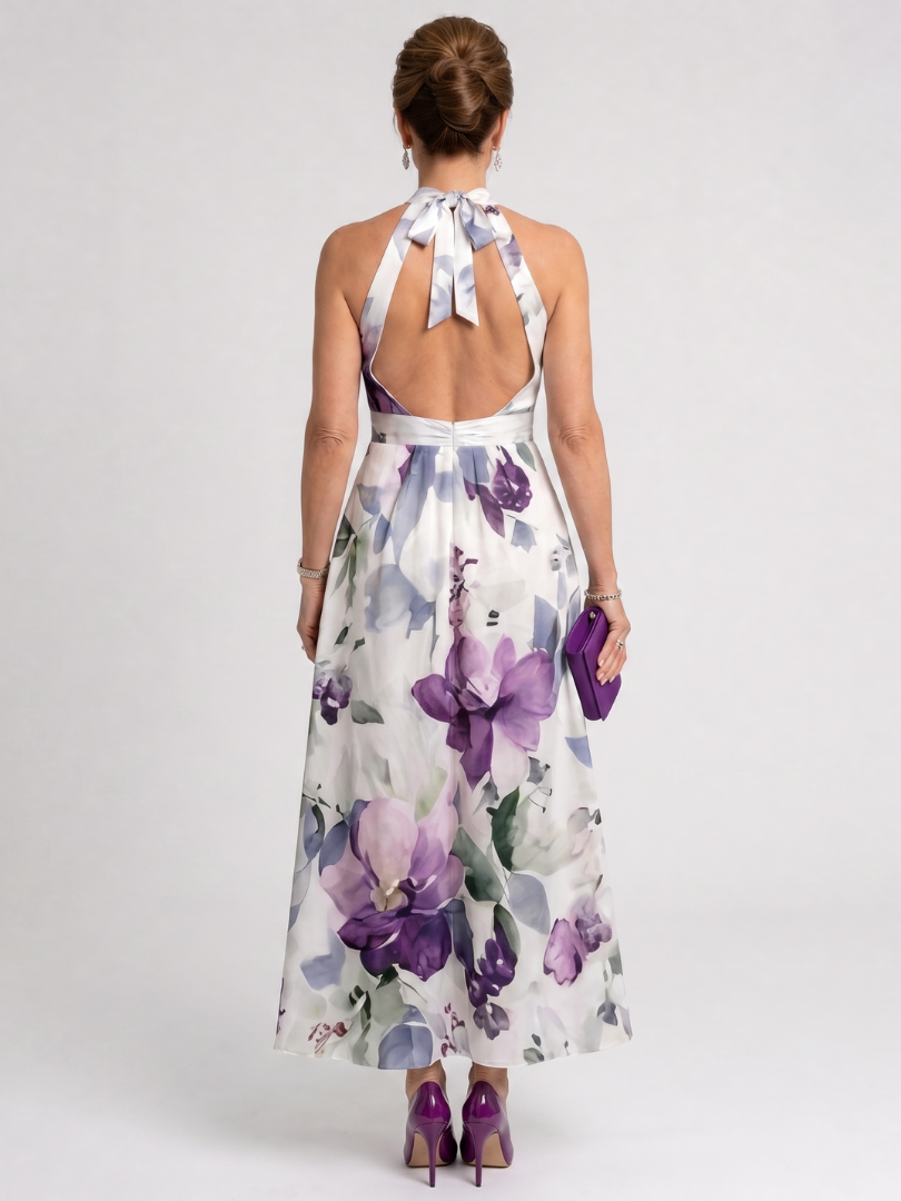Leonie | Vestido midi floral con cuello halter