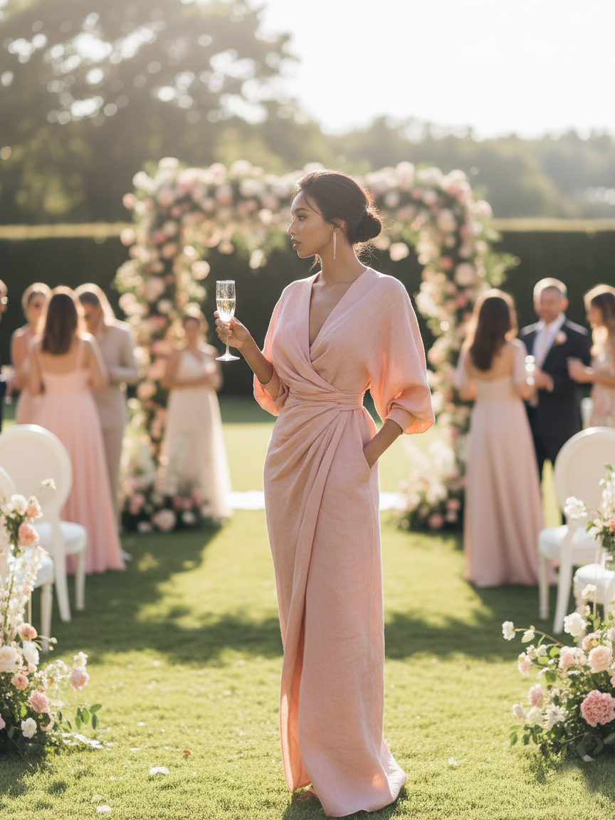 Leonore | Vestido maxi minimalista de lino con escote en V
