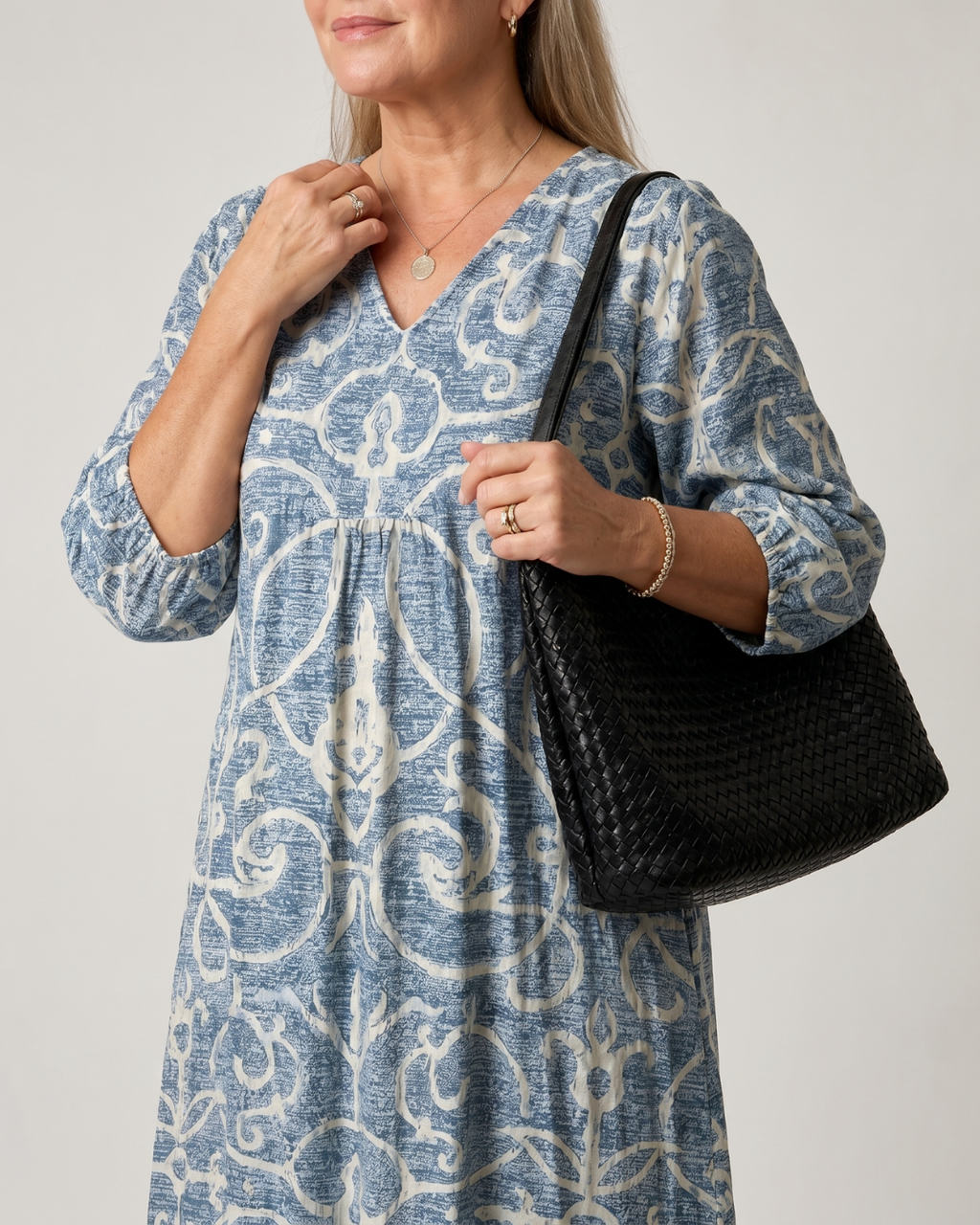 Luise | Vestido midi boho con estampado vintage de enredaderas