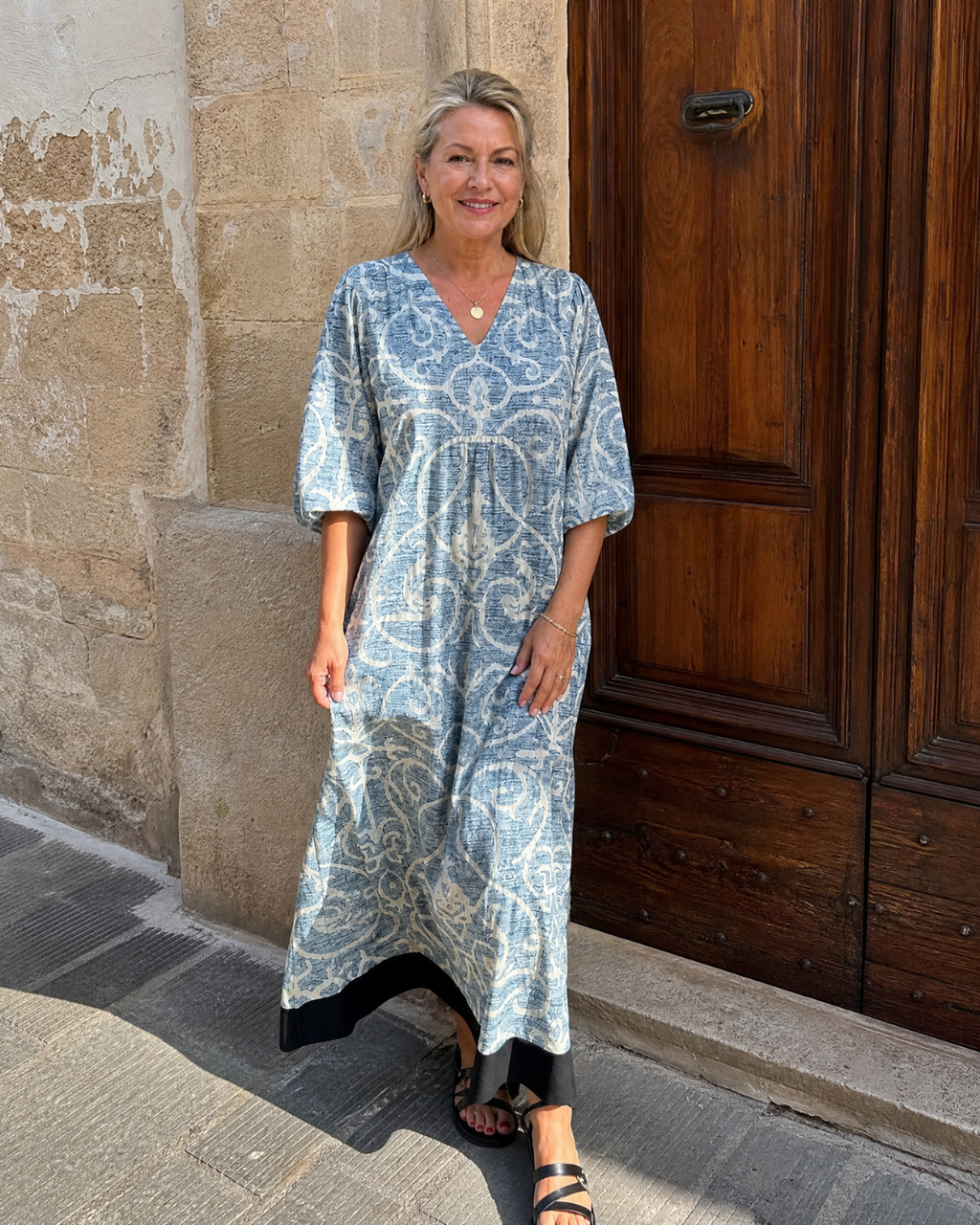Luise | Vestido midi boho con estampado vintage de enredaderas