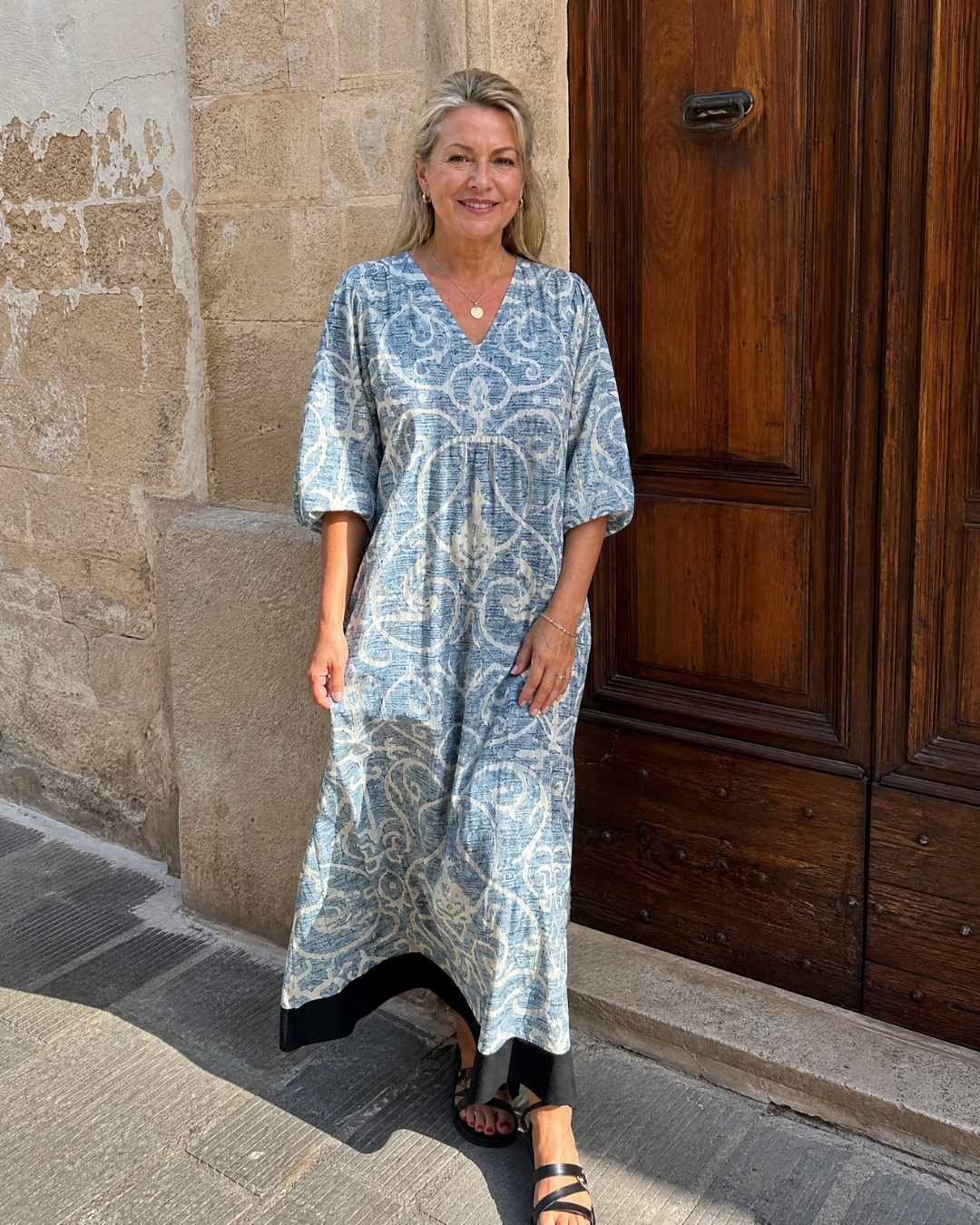 Luise | Vestido midi boho con estampado vintage de enredaderas