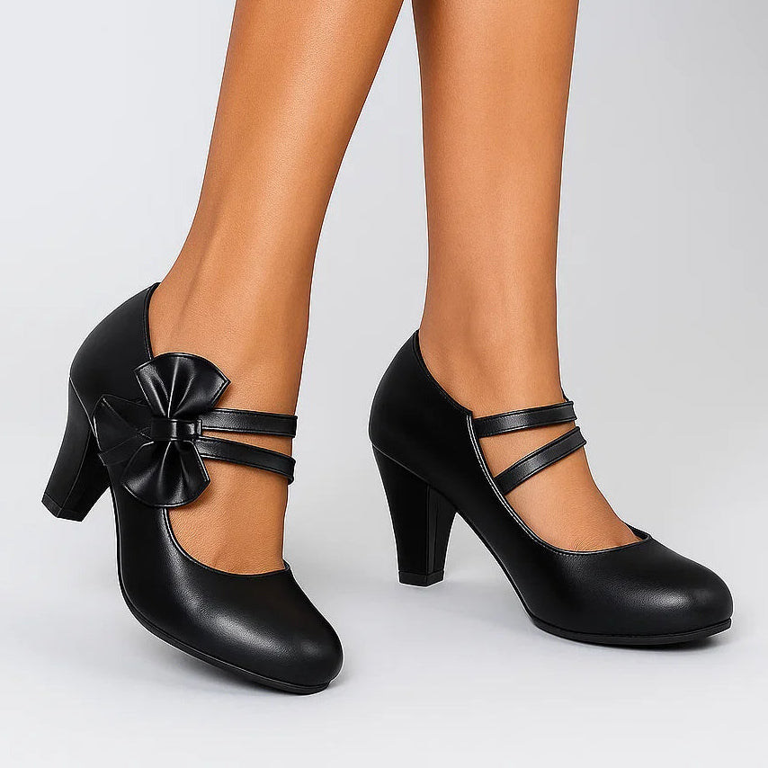 Margarete | Zapatos Mary Jane con tacón de bloque y lazo