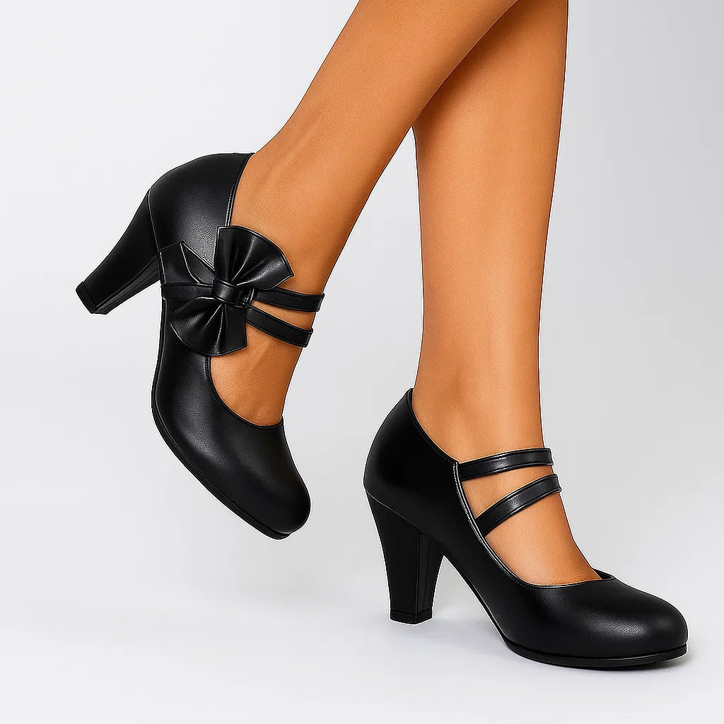 Margarete | Zapatos Mary Jane con tacón de bloque y lazo