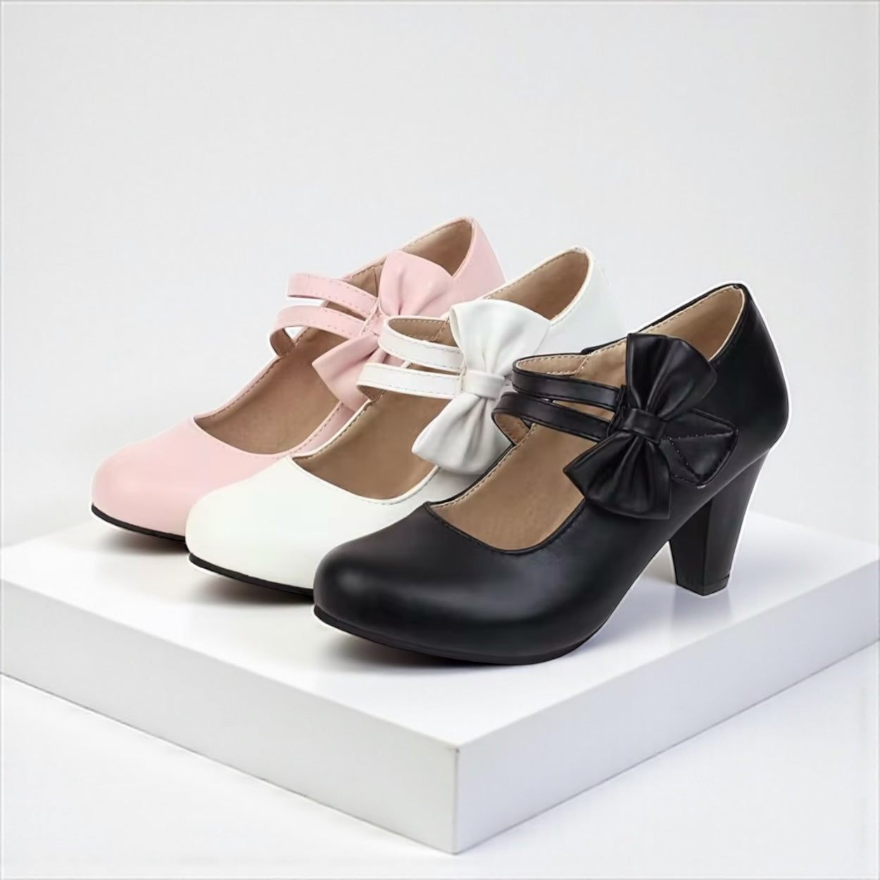 Margarete | Zapatos Mary Jane con tacón de bloque y lazo