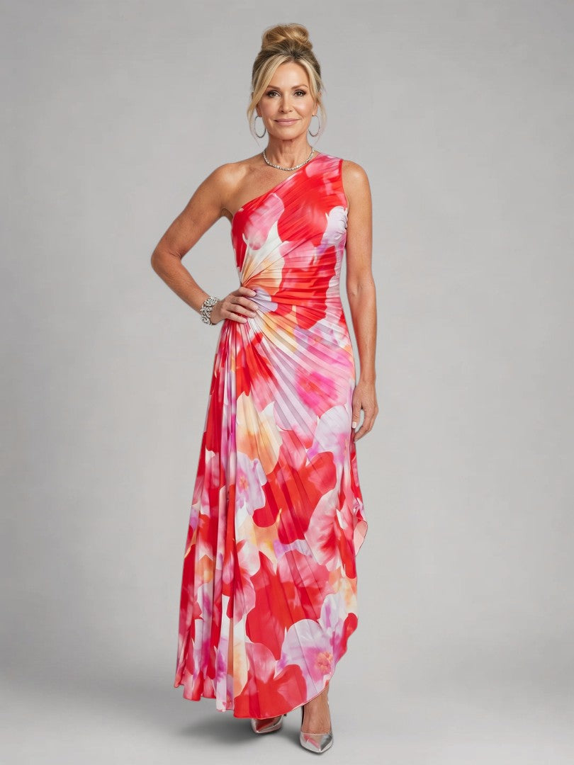 Melanie | Vestido midi asimétrico con plisado