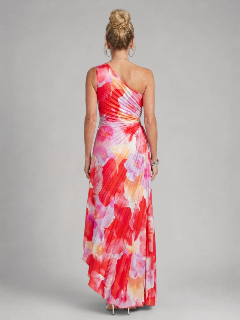 Melanie | Vestido midi asimétrico con plisado