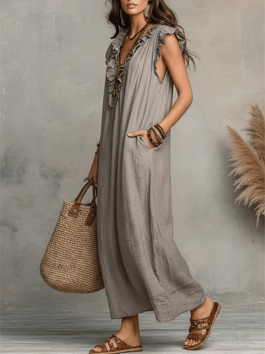 Emma | Vestido largo boho de lino y algodón