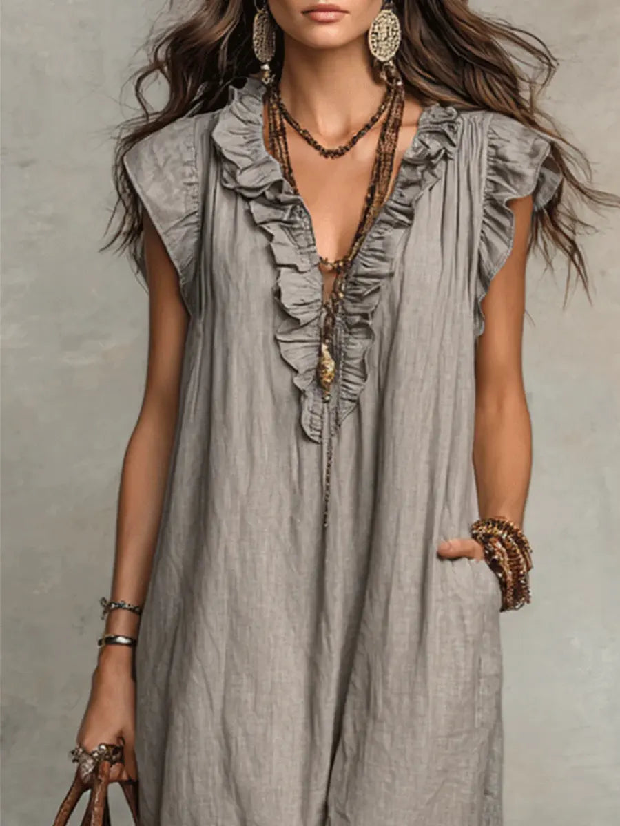 Emma | Vestido largo boho de lino y algodón
