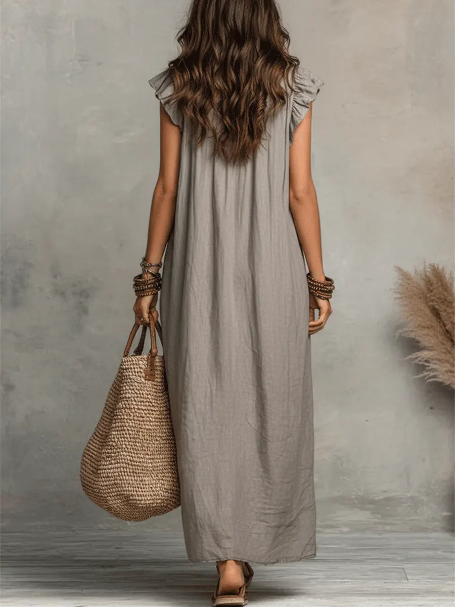 Emma | Vestido largo boho de lino y algodón
