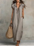 Emma | Vestido largo boho de lino y algodón