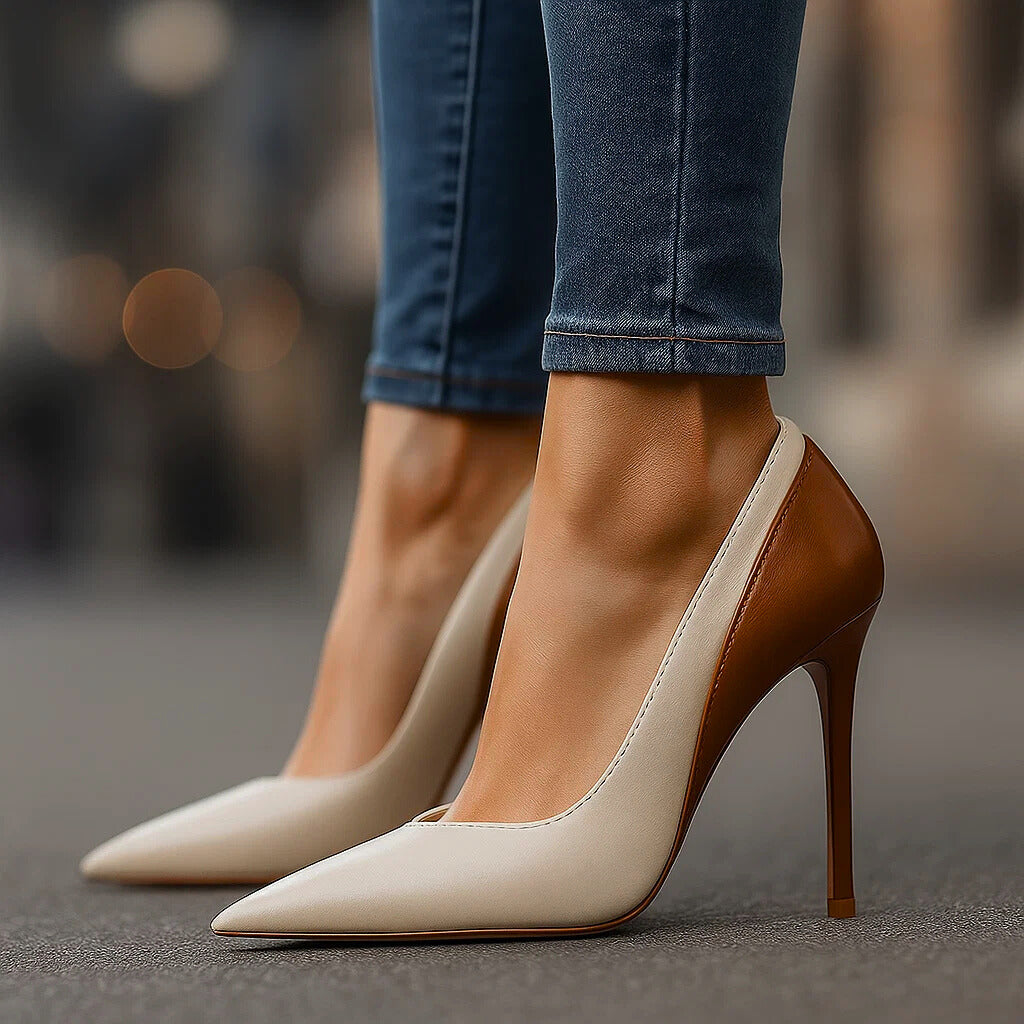 Ottilie | Zapatos de tacón de aguja de punta fina en diseño colorblock