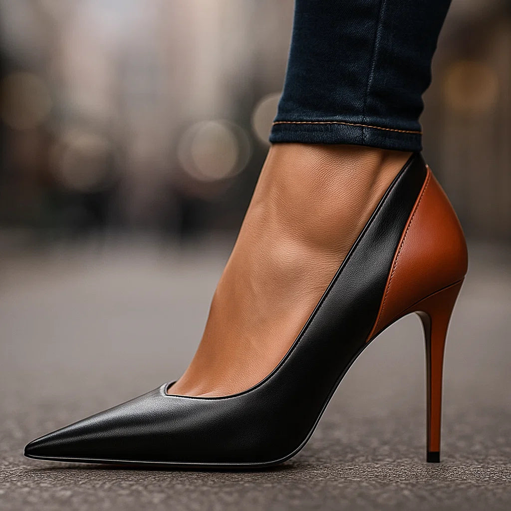 Ottilie | Zapatos de tacón de aguja de punta fina en diseño colorblock