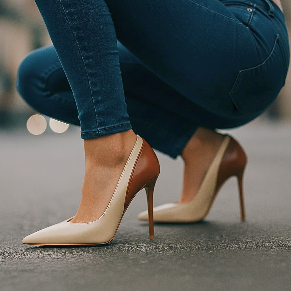 Ottilie | Zapatos de tacón de aguja de punta fina en diseño colorblock