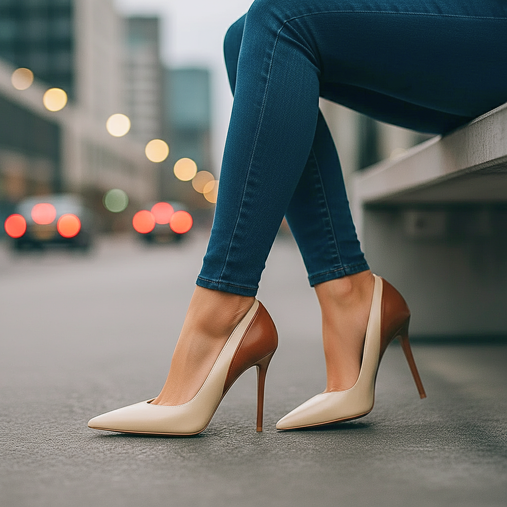 Ottilie | Zapatos de tacón de aguja de punta fina en diseño colorblock