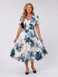 Ottilie | Vestido midi cruzado floral de manga corta
