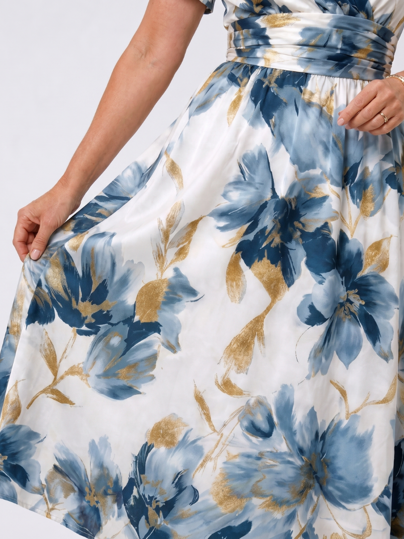 Ottilie | Vestido midi cruzado floral de manga corta