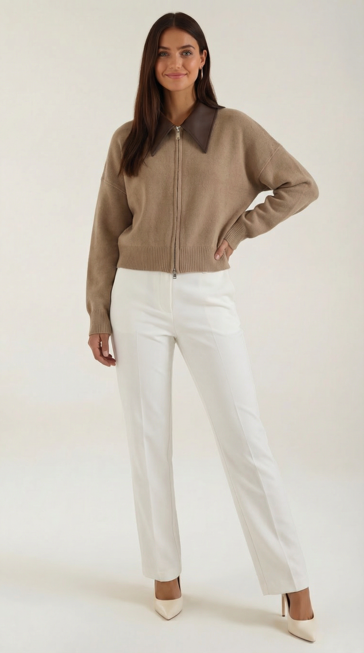 Irene, Chaqueta corta de punto con cuello de Zelira