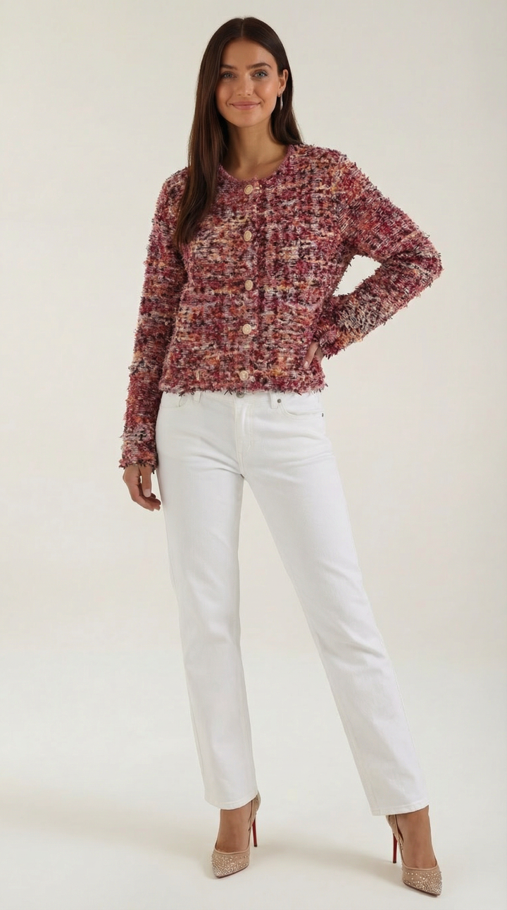 Rosaria, Chaqueta de punto con textura bouclé de Zelira