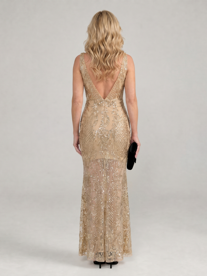 Rosalba | Elegante vestido midi en beige y azul claro