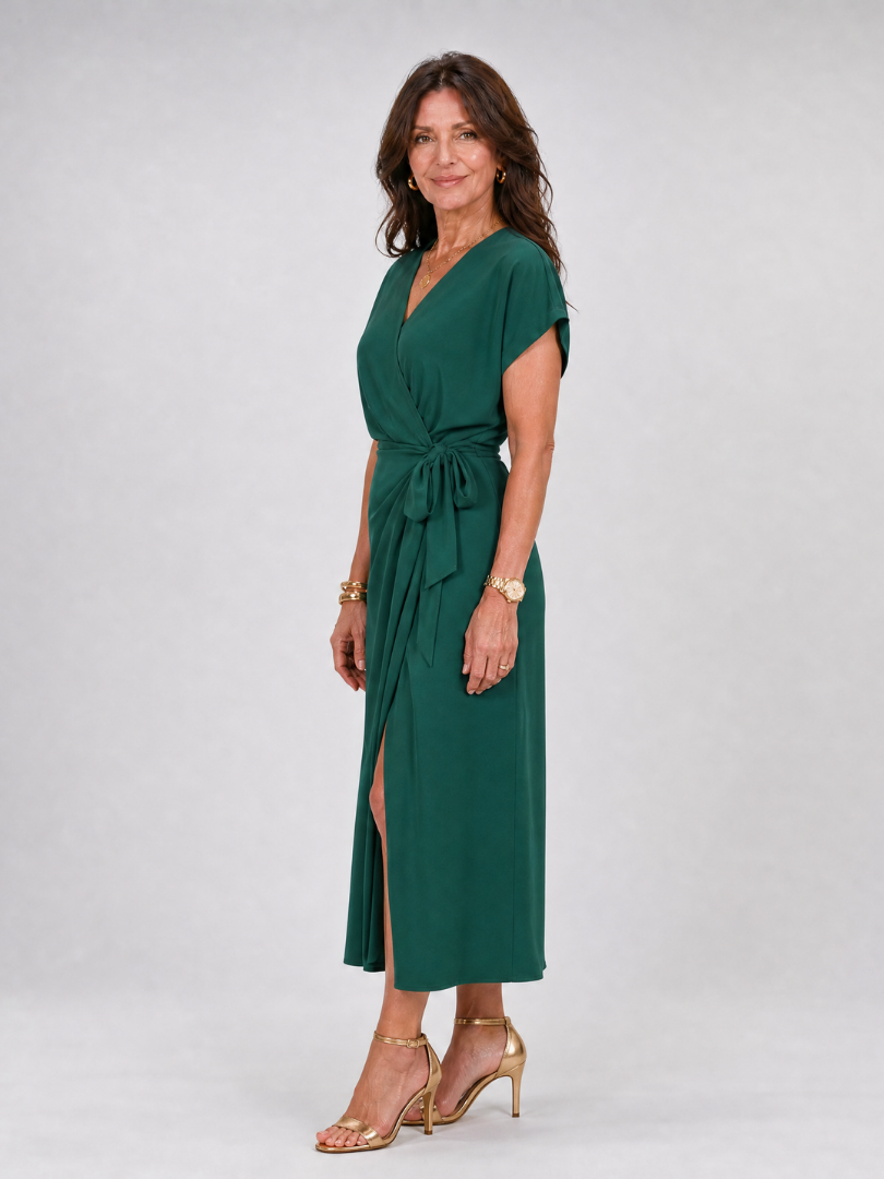 Rosalie | Vestido midi cruzado de manga corta