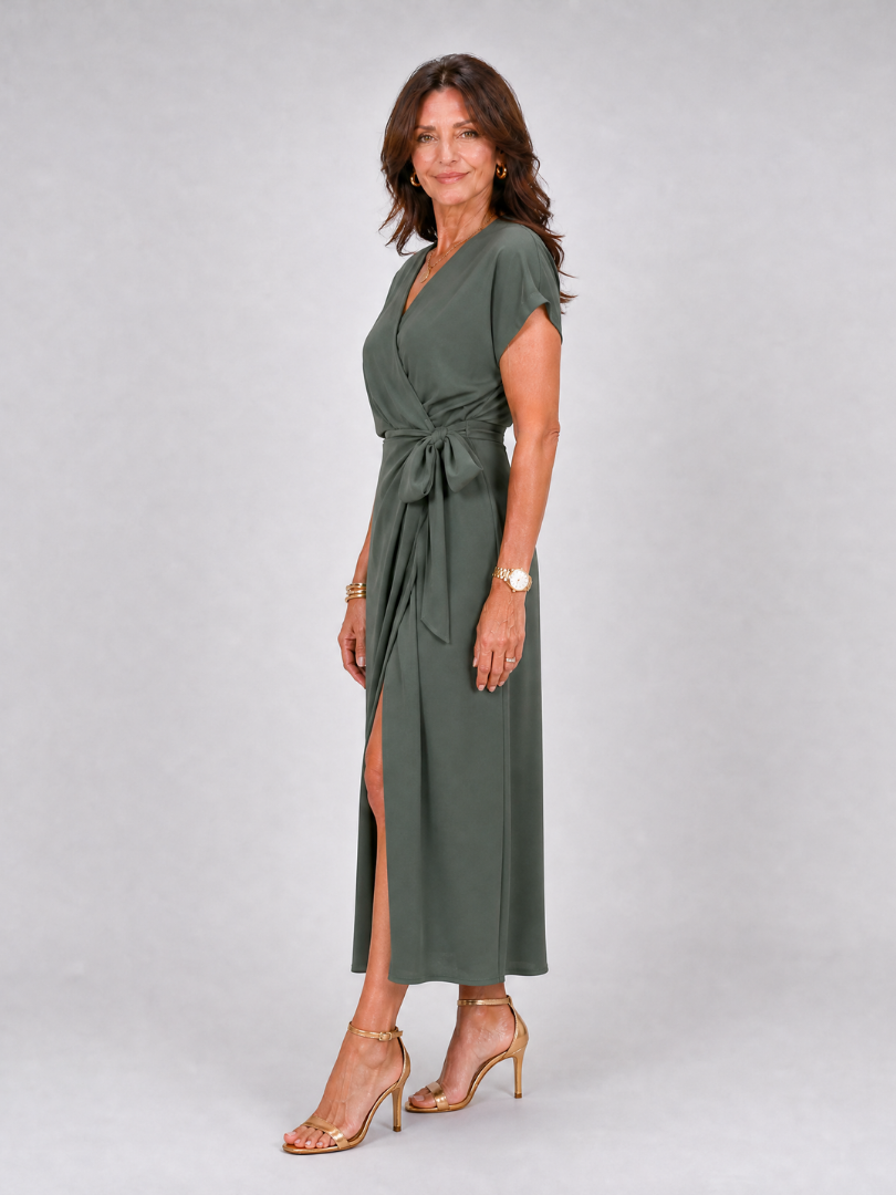 Rosalie | Vestido midi cruzado de manga corta