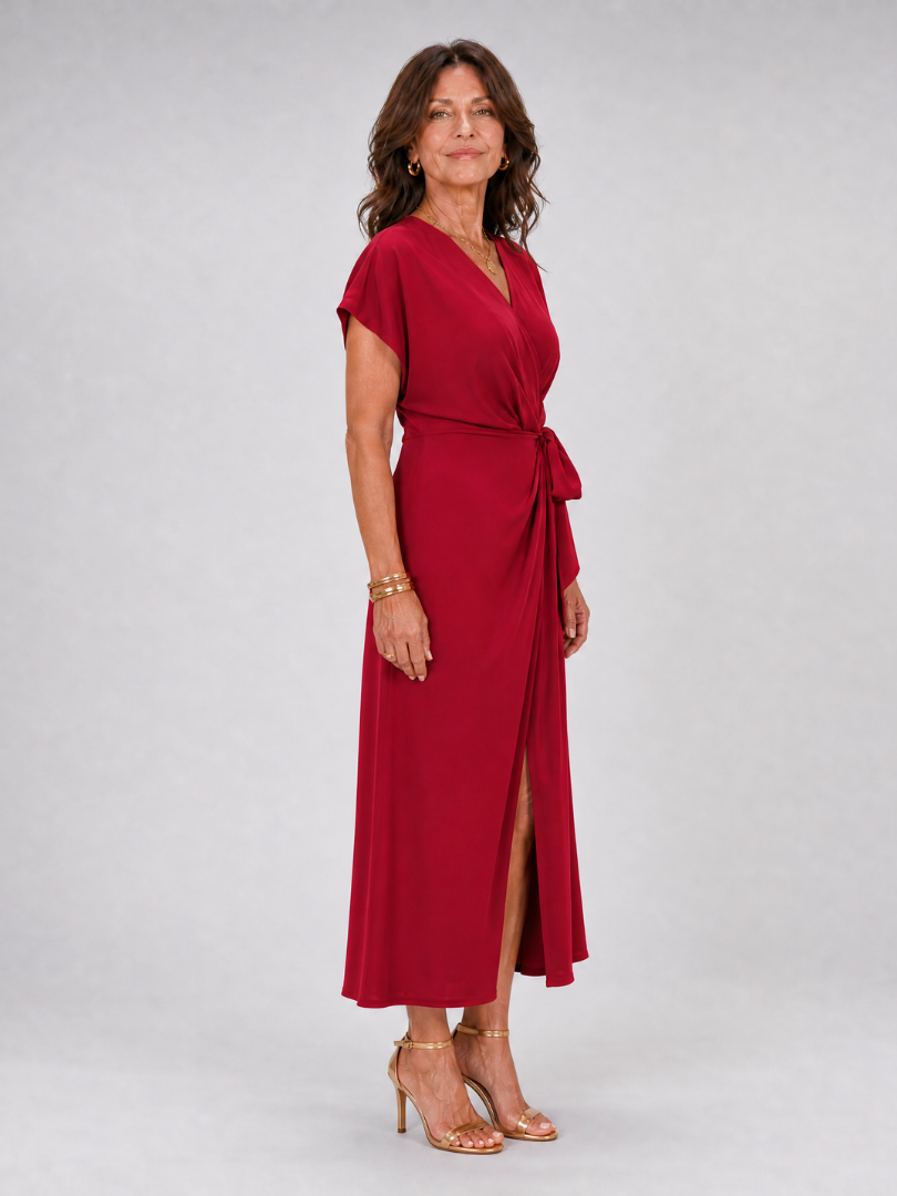 Rosalie | Vestido midi cruzado de manga corta