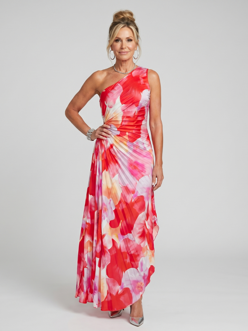 Rosalinde | Vestido midi plisado con hombros descubiertos