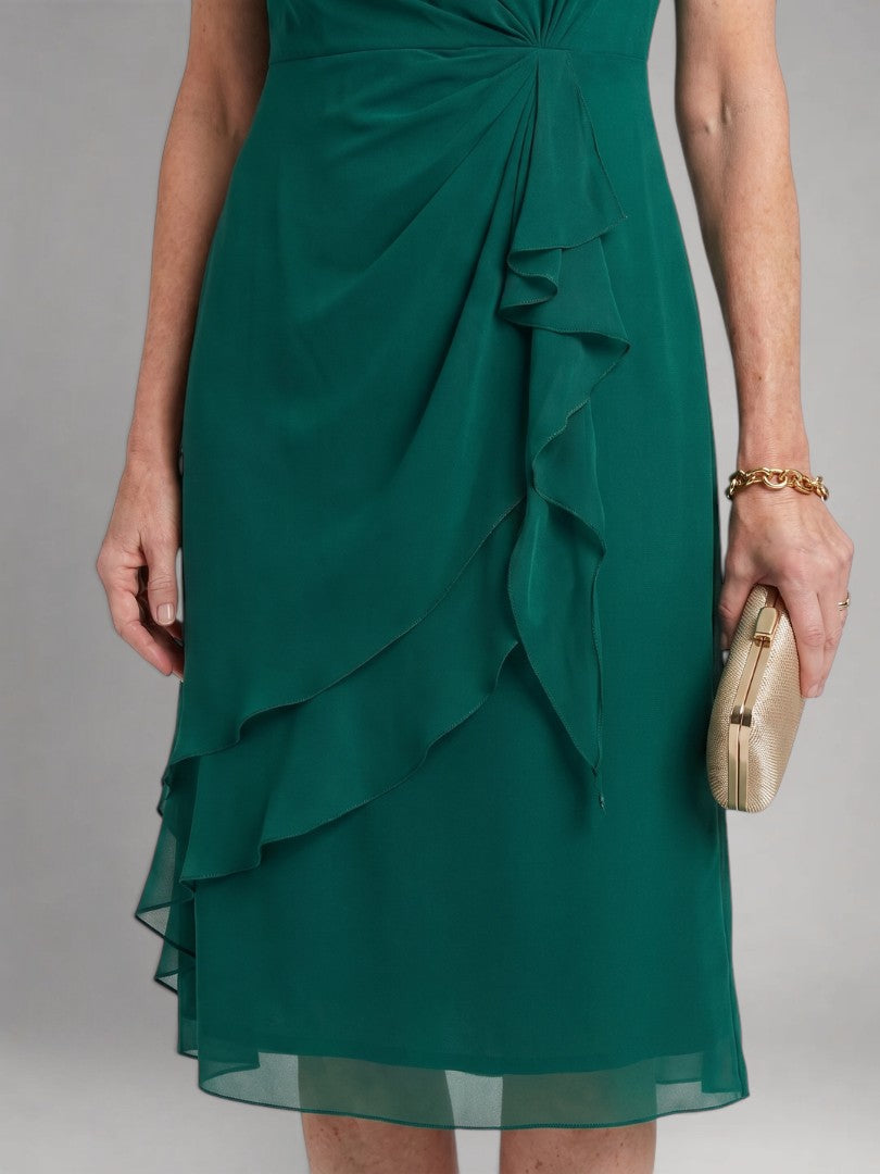 Sandra | Vestido midi de manga corta con bajo escalonado