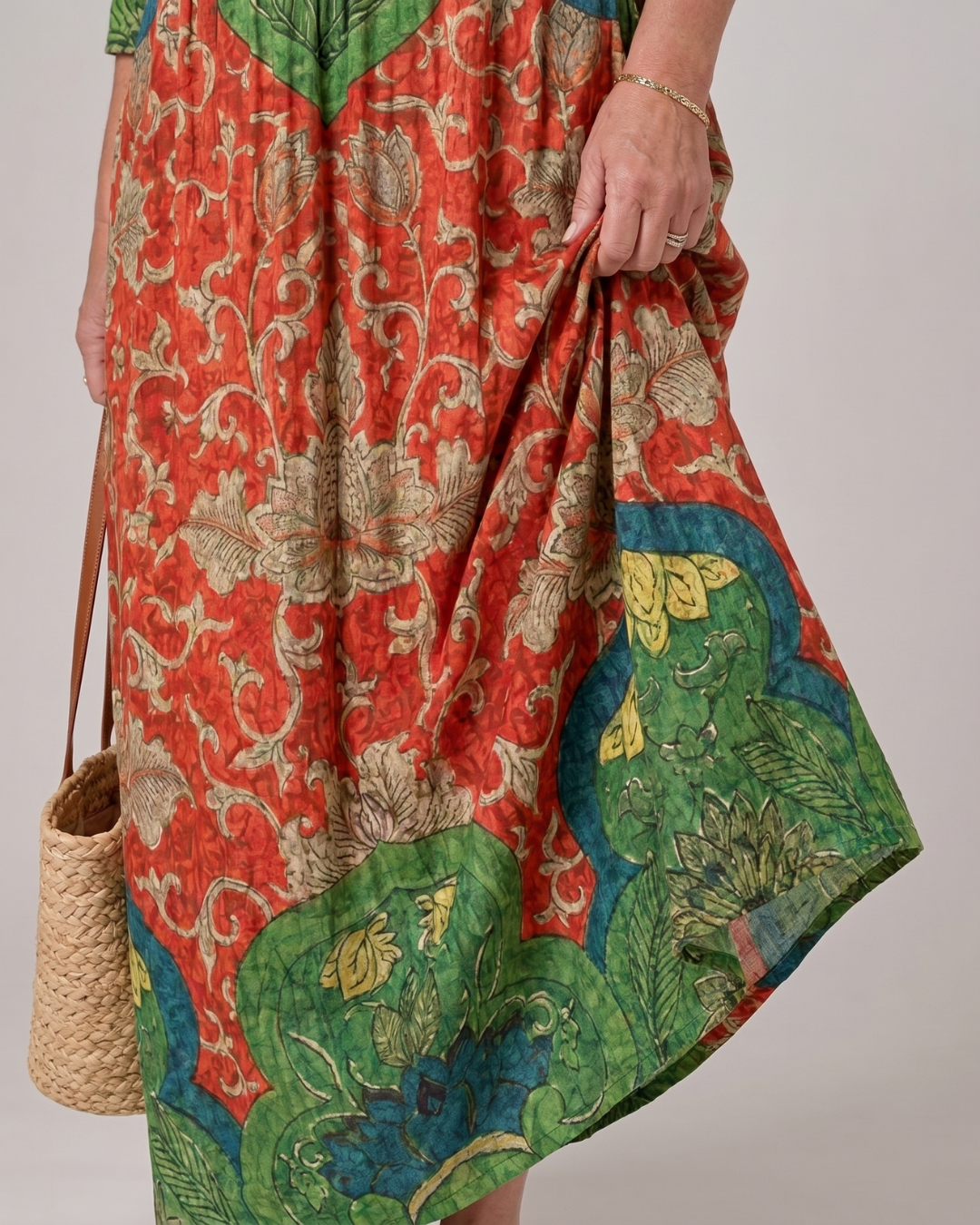 Selma | Vestido midi boho con estampado vintage abstracto