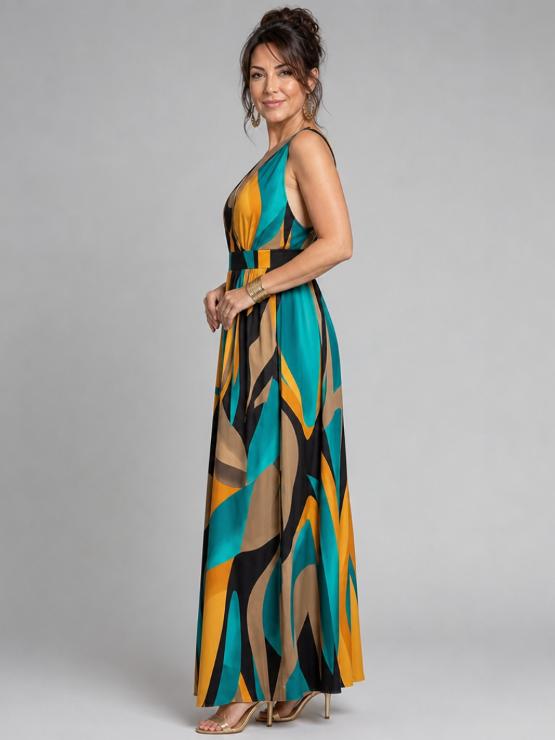 Sigrid | Vestido largo con estampado abstracto
