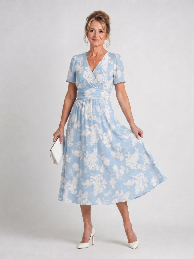 Theodora | Vestido midi floral con escote en V