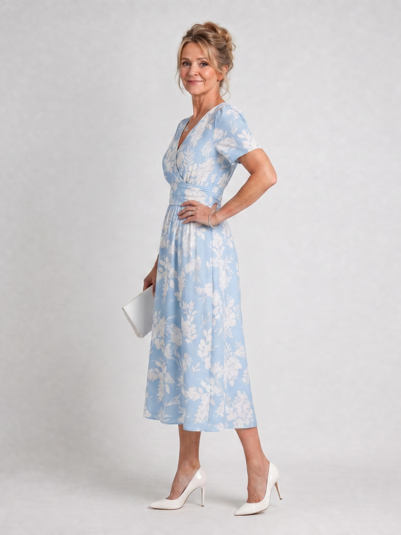 Theodora | Vestido midi floral con escote en V