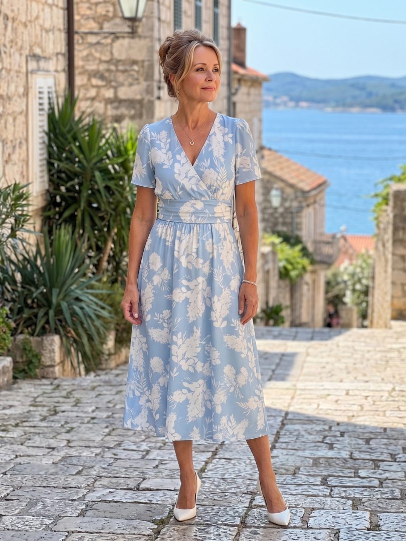 Theodora | Vestido midi floral con escote en V