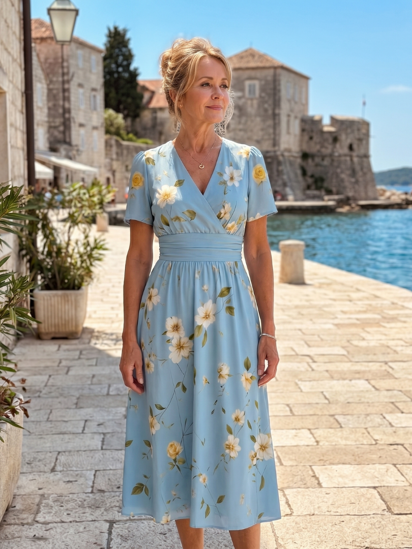 Theodora | Vestido midi floral con escote en V