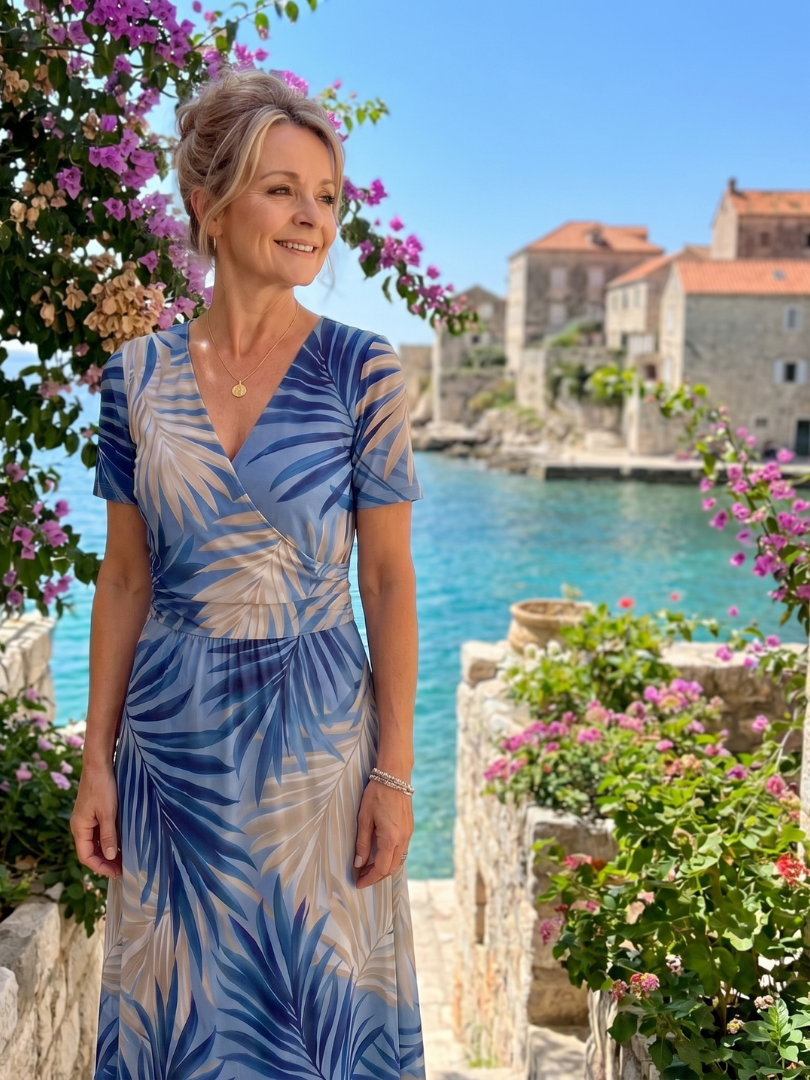 Theodora | Vestido midi floral con escote en V
