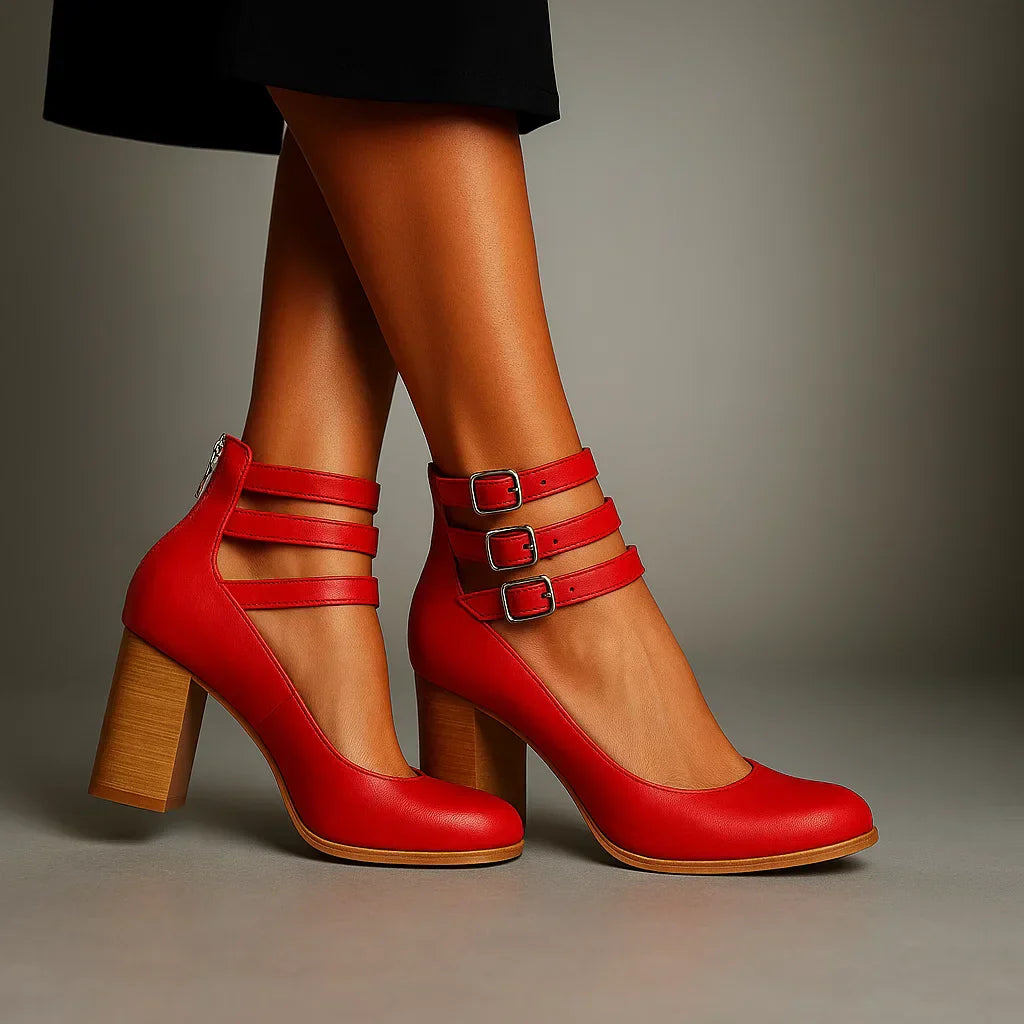 Theresa | Elegantes zapatos de tacón ancho con hebillas