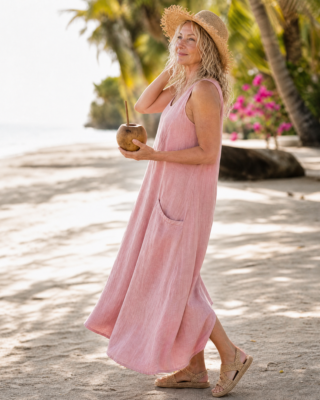 Zemrina | Vestido midi sin mangas con bolsillos