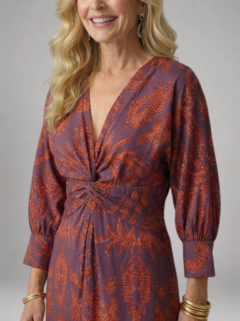 Vanessa | Vestido midi cruzado de manga larga