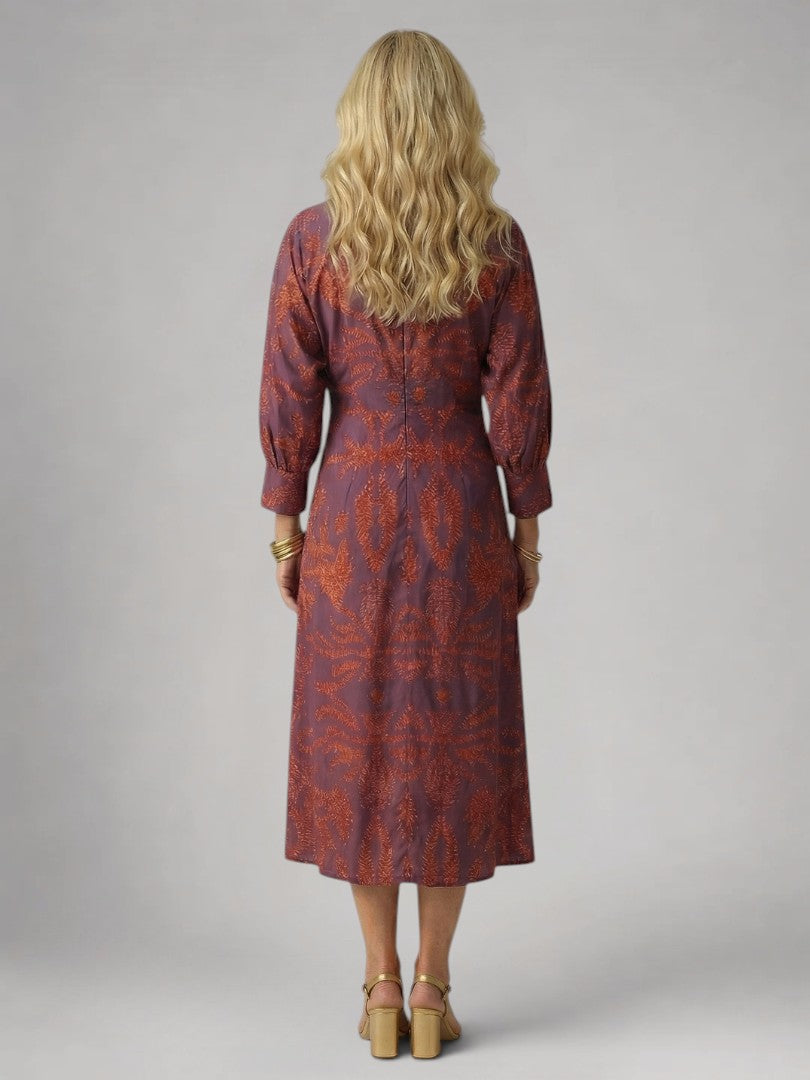 Vanessa | Vestido midi cruzado de manga larga