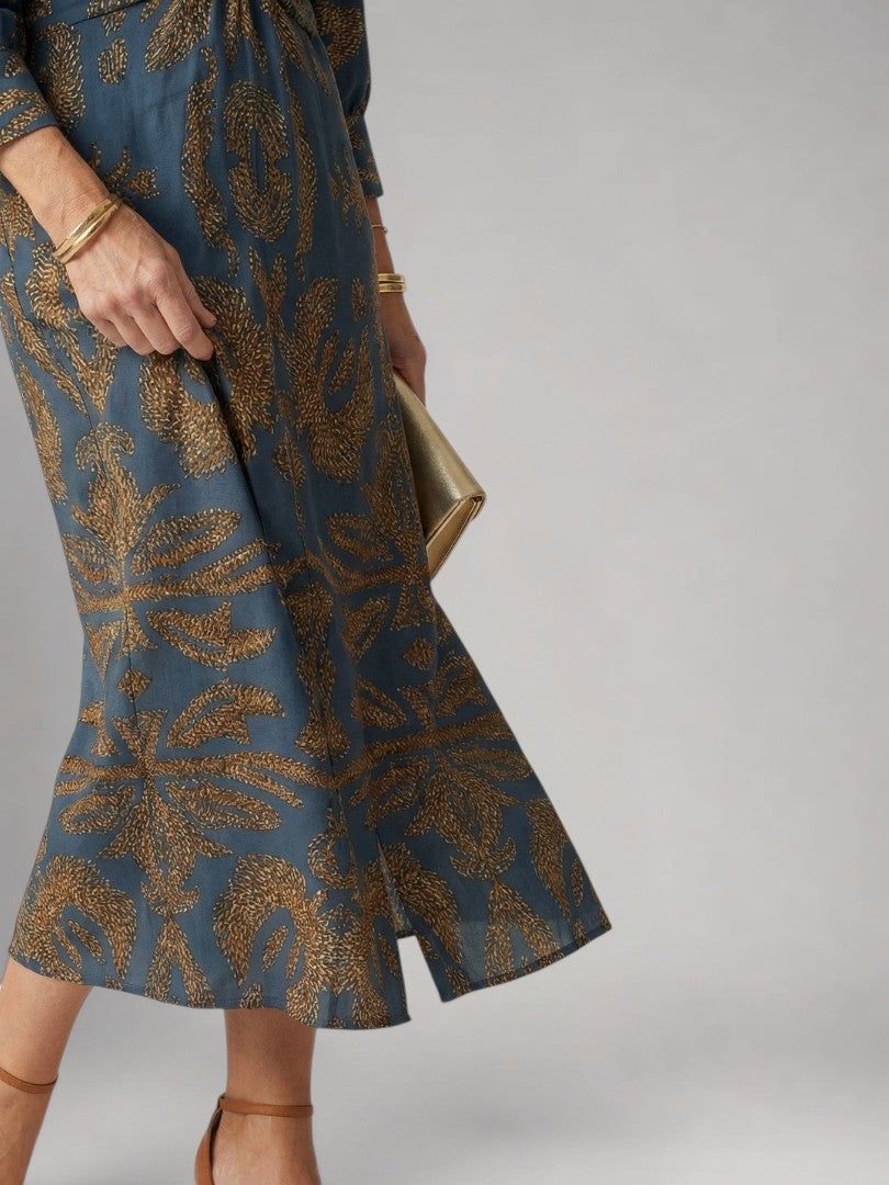 Vanessa | Vestido midi cruzado de manga larga