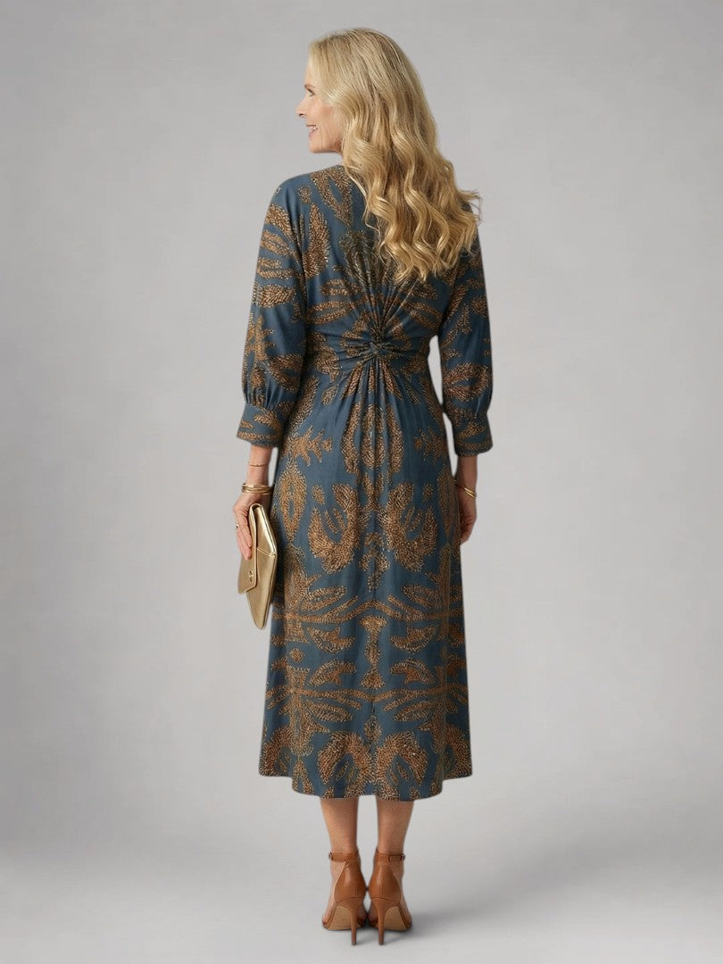 Vanessa | Vestido midi cruzado de manga larga