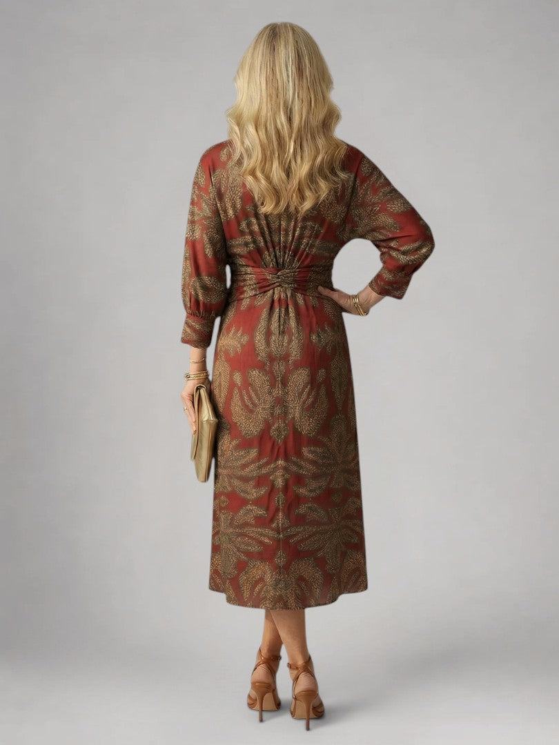 Vanessa | Vestido midi cruzado de manga larga