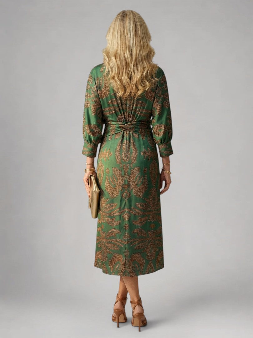 Vanessa | Vestido midi cruzado de manga larga