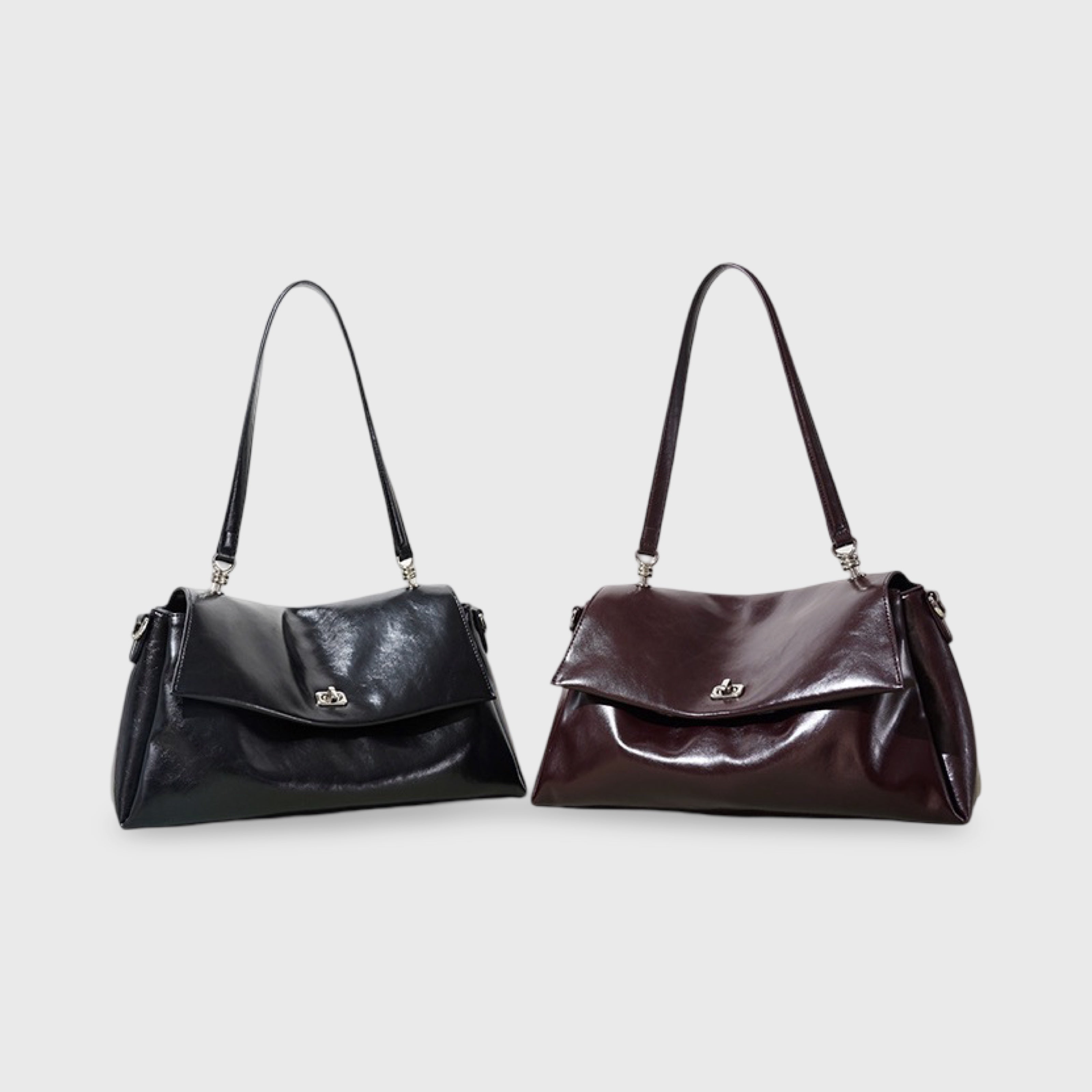 Wilhelmina | Bolso de piel auténtica con acabado brillante